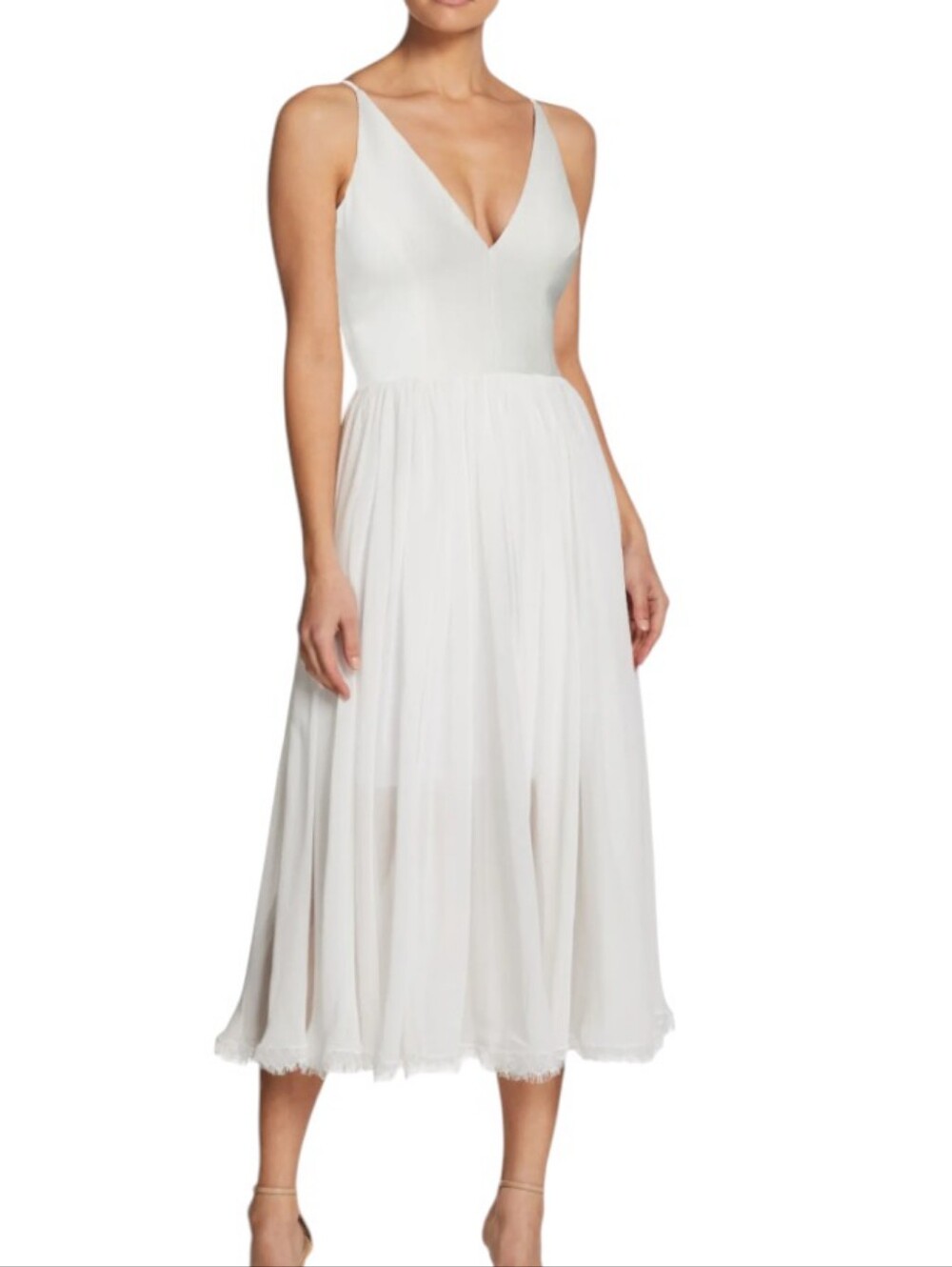 Dress The Population Alicia Mixed Media Midi Dress In White...Size XL